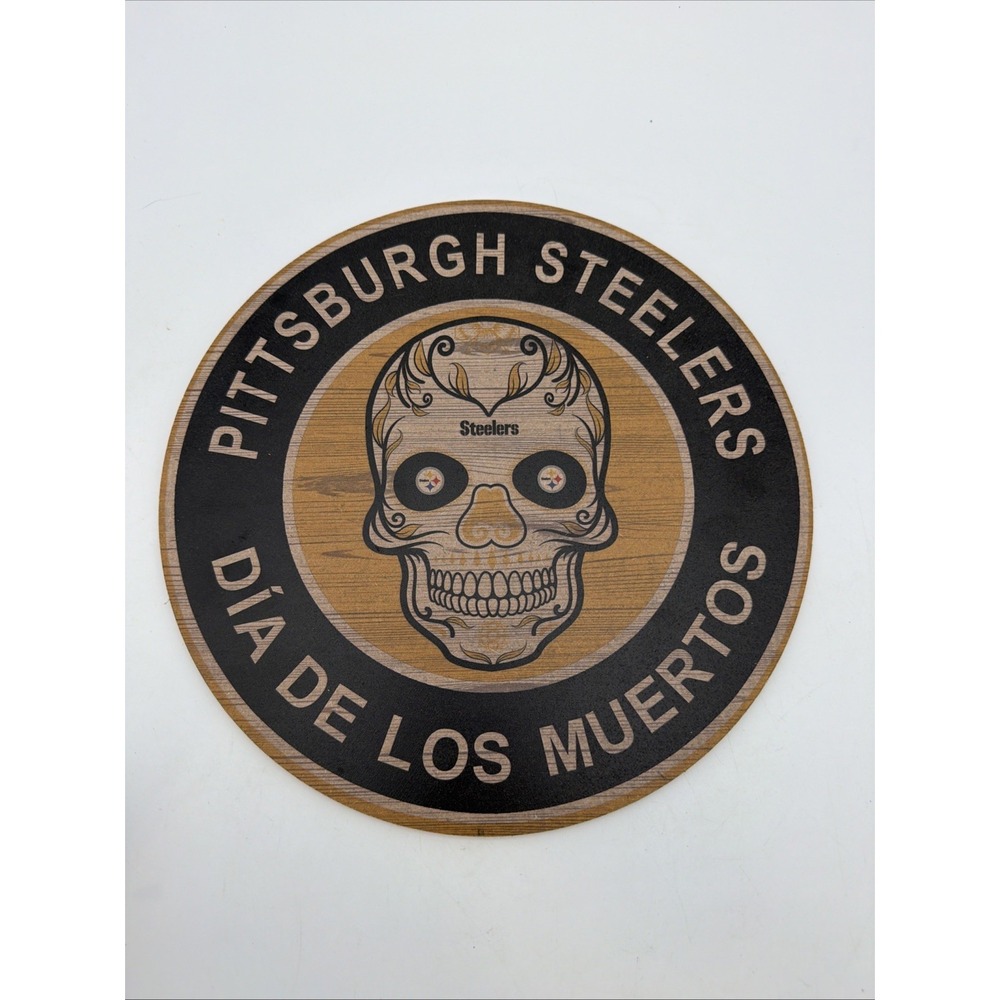 Pittsburgh Steelers 12" Sugar Skull Circle Sign by Fan Creations